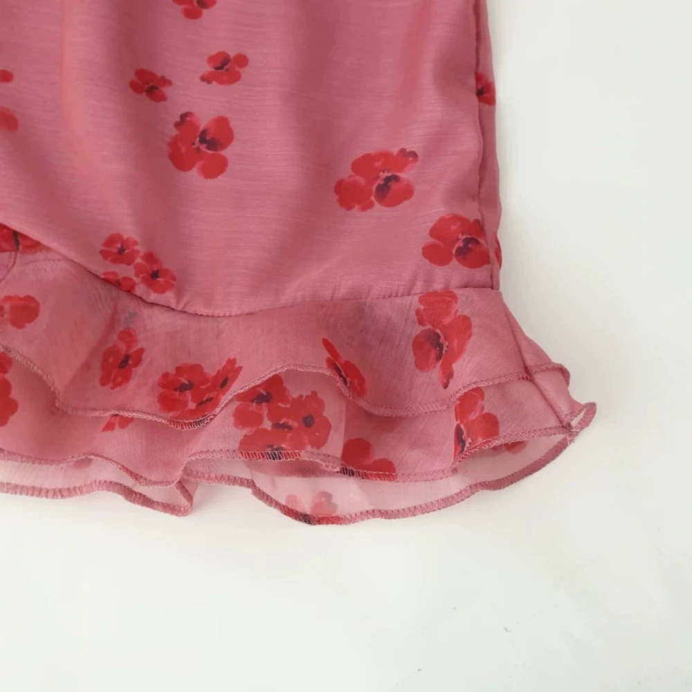 ZARA Elegant Chiffon Floral Print Ruffle Dress